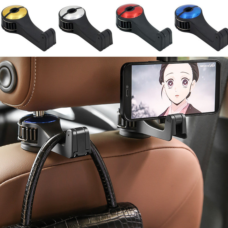 2-Pack Car Seat Hooks with Phone Holder – Universal Backseat Organizer & Storage Hanger for Bags, Wallets & More