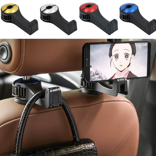 2-Pack Car Seat Hooks with Phone Holder – Universal Backseat Organizer & Storage Hanger for Bags, Wallets & More