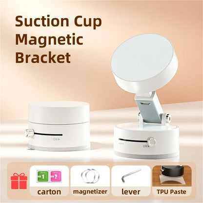 “Magnetic Phone Holder with Vacuum Grip — Zero Wobble, Full 360° Control.”
