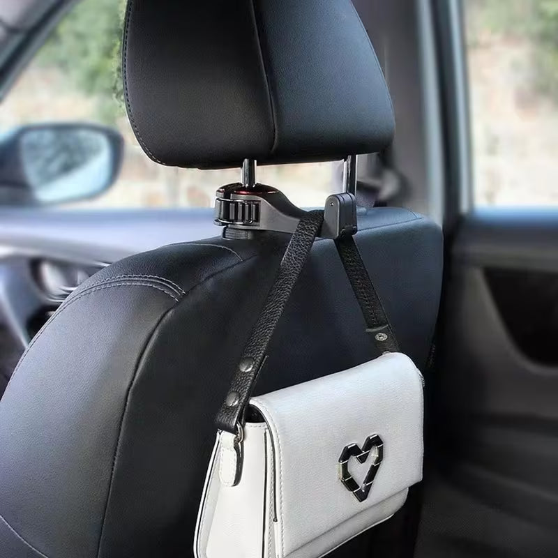 2-Pack Car Seat Hooks with Phone Holder – Universal Backseat Organizer & Storage Hanger for Bags, Wallets & More