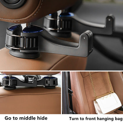 2-Pack Car Seat Hooks with Phone Holder – Universal Backseat Organizer & Storage Hanger for Bags, Wallets & More