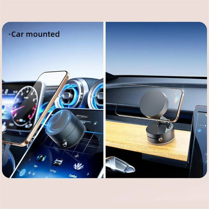 “Magnetic Phone Holder with Vacuum Grip — Zero Wobble, Full 360° Control.”