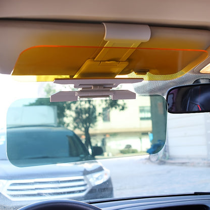 Dual purpose daytime and nighttime anti glare car sun visor with adjustable sun visor extender