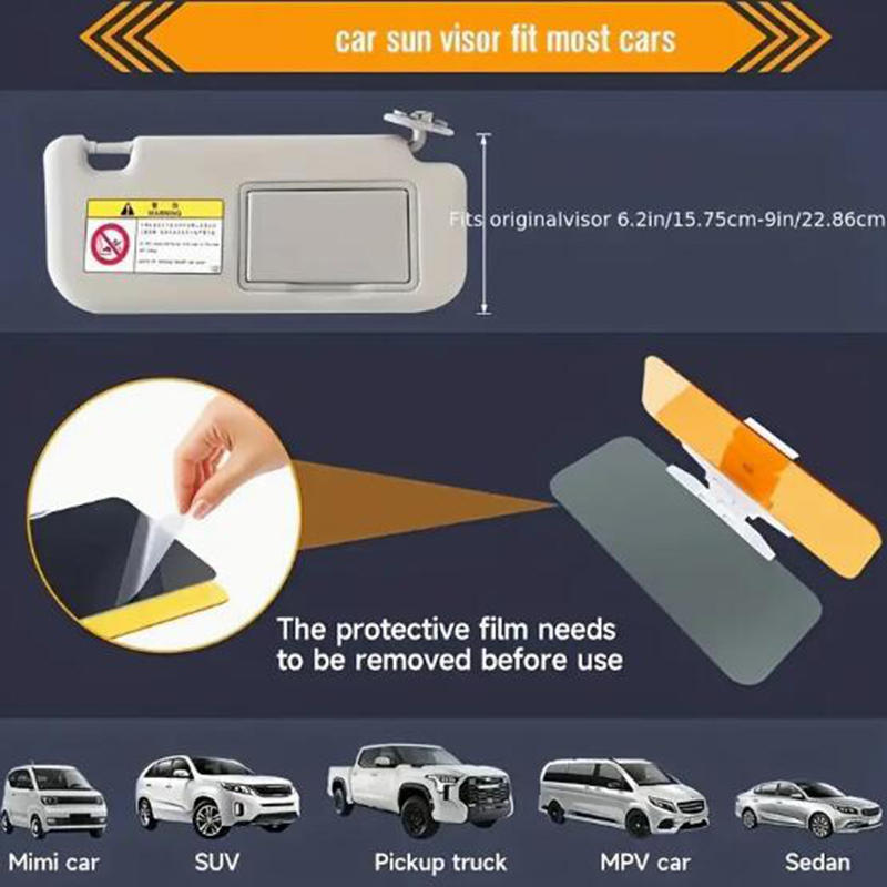 Dual purpose daytime and nighttime anti glare car sun visor with adjustable sun visor extender