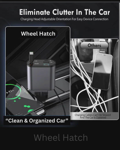 Fast Car Charger With Retractable Cables 4-in-1